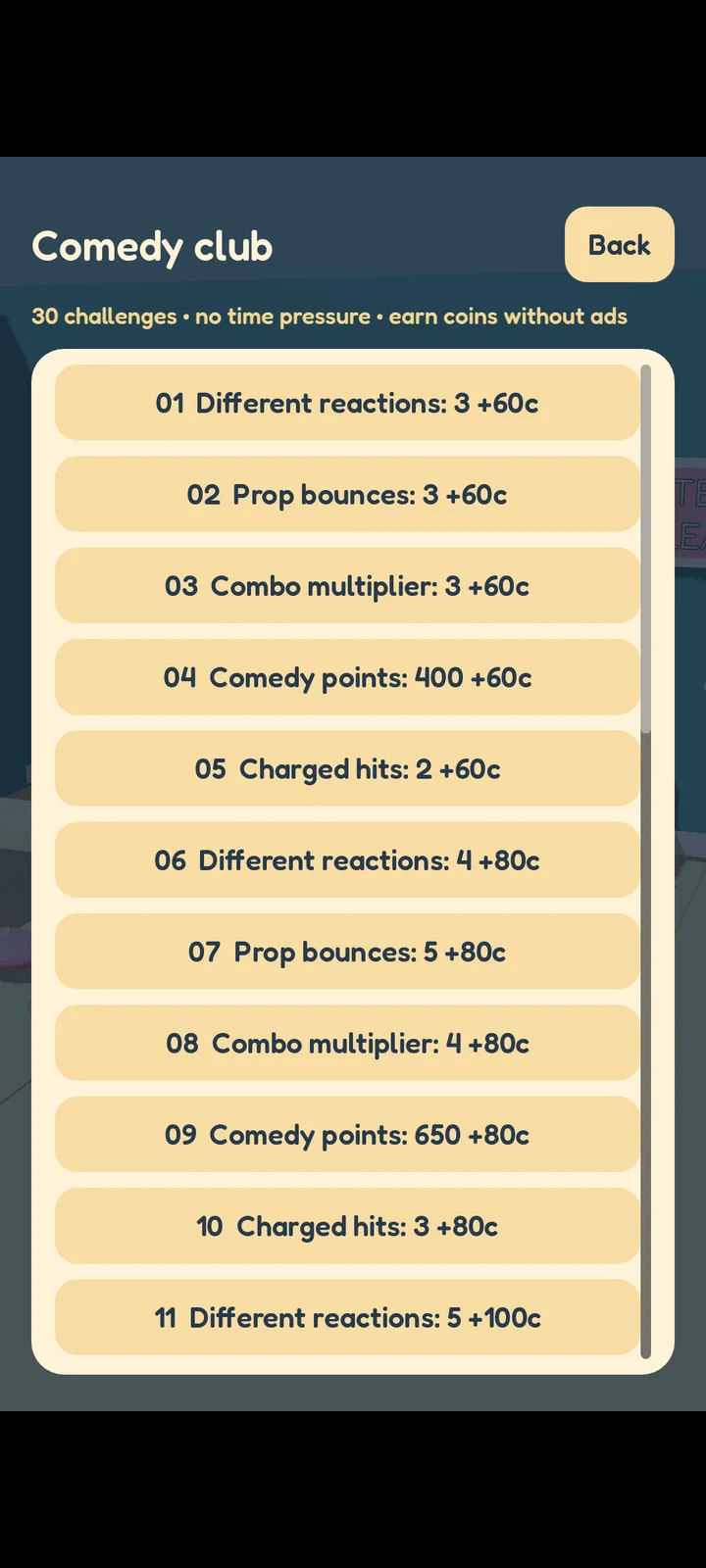 Challenges: choose an objective for a focused gameplay session.
